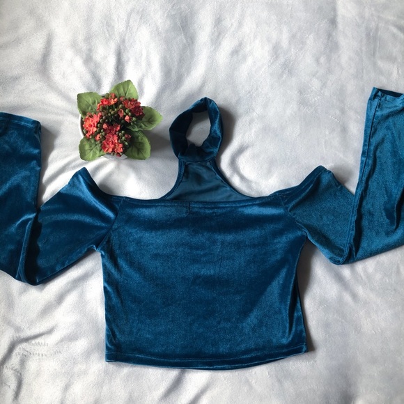 NWOT Fashion Nova Velvet Choker Crop Top - Picture 3 of 4